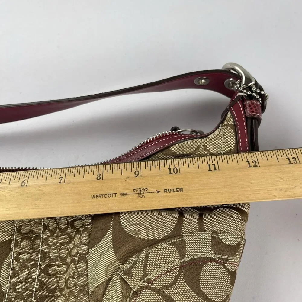 Y2K Coach Patchwork Purse Monogram Hobo Shoulder Bag Red Crocodile Print Handle - Picture 14 of 16